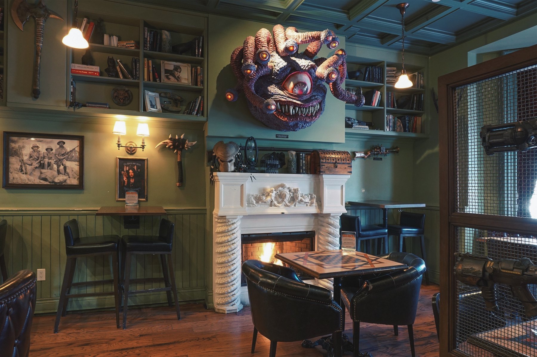 Inside Storm Crow Manor — candlelit Victorian interior with theme-room details